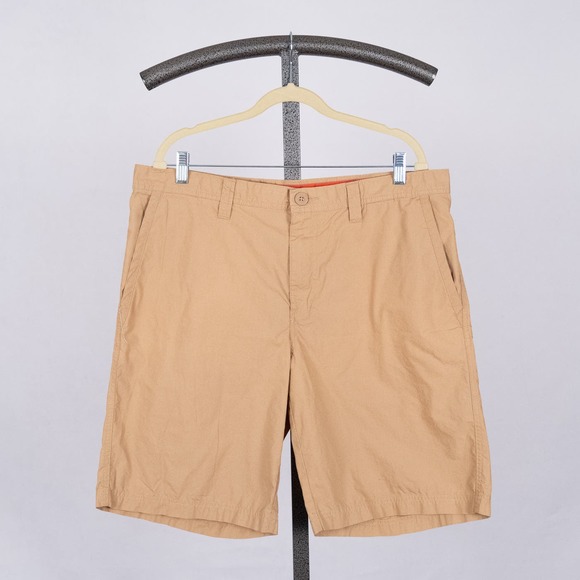 Columbia Other - Men's Columbia Shorts Size 38 x 10" Inseam Tan Flat Front Pockets Cotton